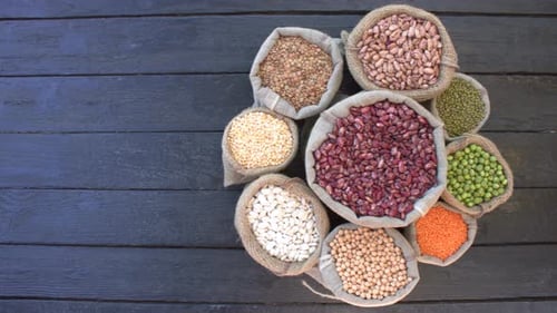 Variety of Legumes in Jute Sacks