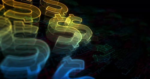 Dollar currency icon and USD money symbol cyber loop concept