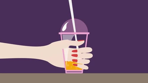 Flat Design Hand Holding Beverage Animation