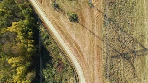 Birds Eye View of Field and Dirt Road