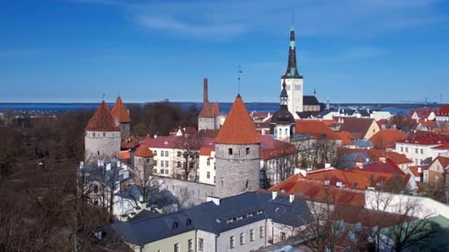 Aerial View of Tallinn Medieval Old Town, Estonia