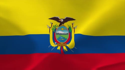 Realistic Waving Flag of Ecuador with National Emblem Loop