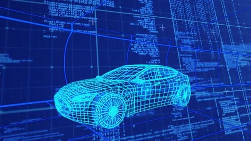 Futuristic Wireframe Car Digital Data Background Animation