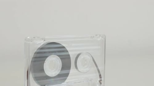 Transparent Cassette Tape on White Background