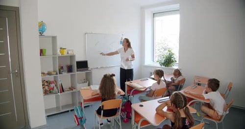 Teacher Giving Lesson to Elementary School Students