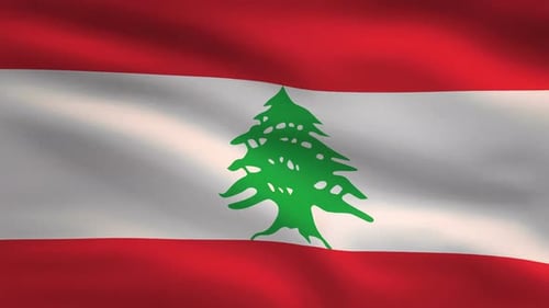 Lebanon National Flag Waving Loop Animation