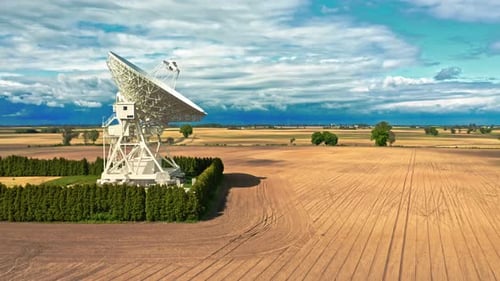 Observatory astronomical on brown filed in Poland.