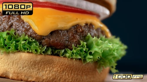 Delicious Cheeseburger with Fresh Toppings Close Up View