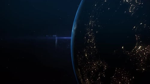 4K Realistic Earth With Sun In Deep Space