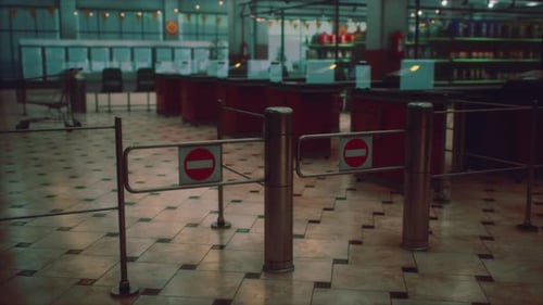 Empty Closed Supermarket Due Covid19 Coronavirus Epidemic