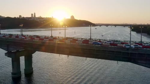 Transport Car Traffic Sunset City Bridge