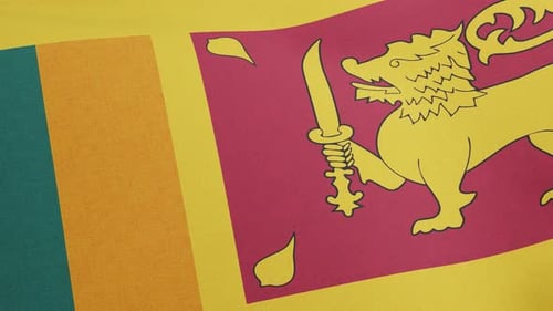 Waving Flag of Sri Lanka with Realistic Fabric Texture