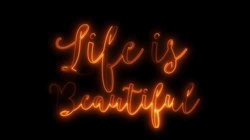 Animation néon transparente Life is Beautiful. Arrière-plan vidéo 4K.