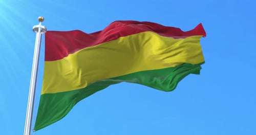 Bolivia Flag Waving in Blue Sky