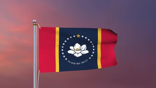 Waving Mississippi State Flag Animation