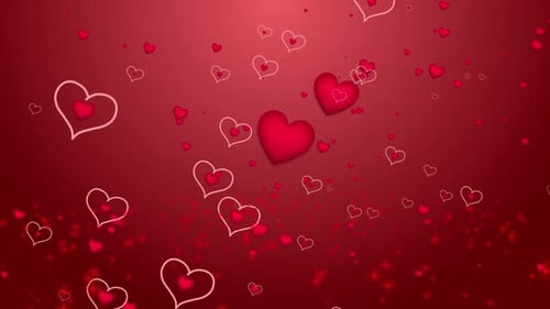 Elegant Floating Red Hearts Romantic Background