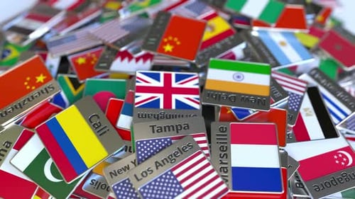 Badge with Wuhan Text and Flag