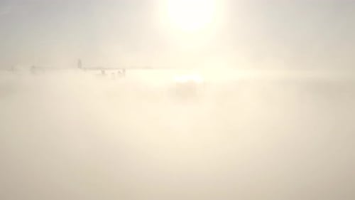 Cityscape in Fog, Aerial View of San Francisco