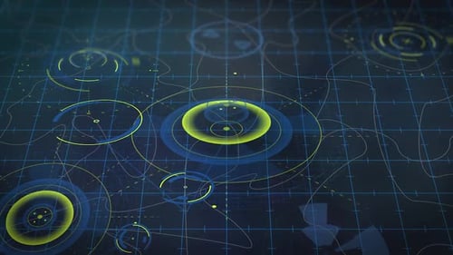 Animated Digital HUD Display with Futuristic Grid Lines