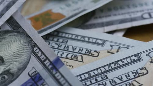 Rotating stock footage shot of $100 bills - MONEY 0138