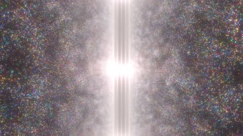 Belles particules colorées lumineuses abstraites arc-en-ciel volant vers l'avant - 4K