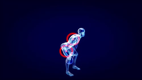 Transparent Human Skeleton Kettlebell Swing Exercise Animation