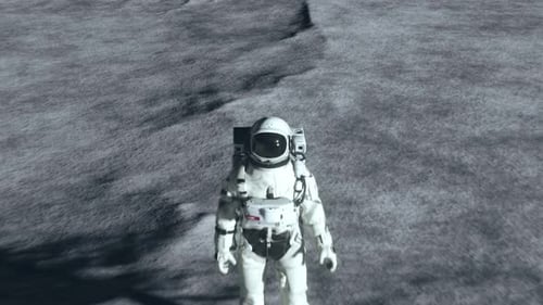 Astronaut Exploring Lunar Surface: Space Exploration Animation