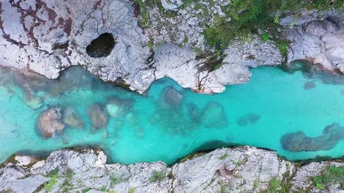 Mountains River Soca in the Triglav National Park at the Slovenia
