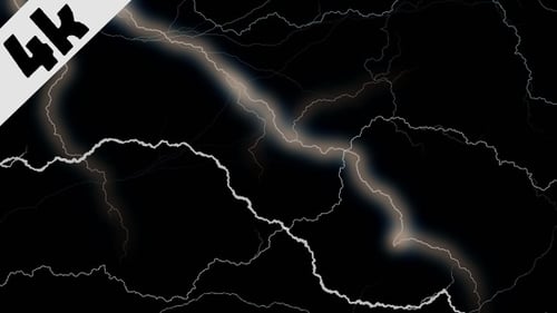 White Electric Lightning Bolts Overlay Loop Animation