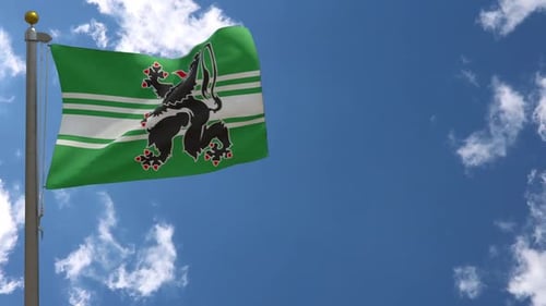 Limburg Flag Waving Against Blue Sky with Moving Clouds