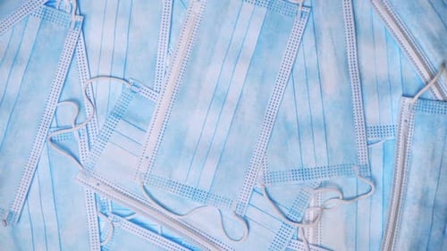 Light Blue Disposable Face Masks Close Up