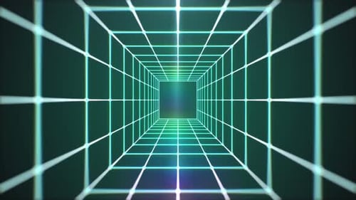 Glowing Retro Geometric Grid Tunnel Loop