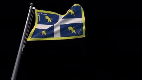 Realistic Waving Flag Animation with Bull and Cross Emblem