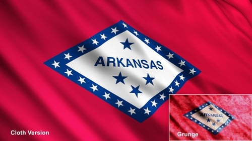 Waving Arkansas State Flag Loop with Grunge Effect