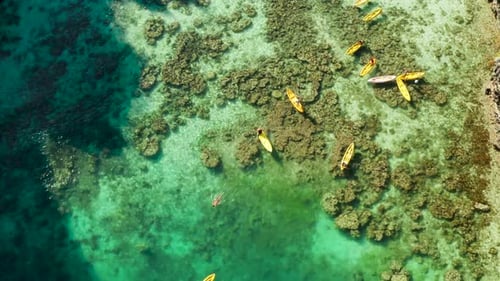 Tropical Seawater Lagoon with Tourists, Philippines, El Nido.