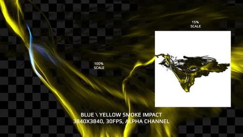 Abstract Blue and Yellow Smoke Impact Alpha Channel