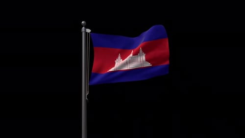 Cambodia National Flag Waving Animation on Alpha Channel