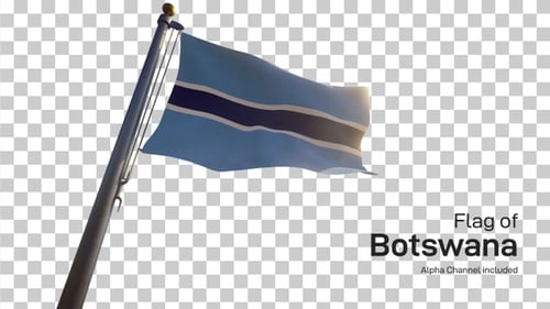 Botswana National Flag Waving in Wind with Alpha Channel