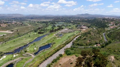 Aerial View of a Green Golf Course in South California