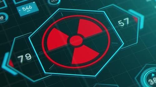 Futuristic Hexagon HUD Reveals Radiation Symbol