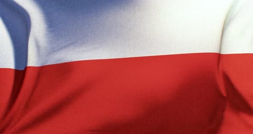 Waving Poland Flag Realistic Fabric Background Loop