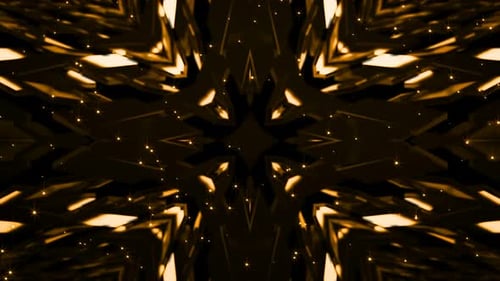 Abstract Golden Glitters Kaleidoscope Tunnel