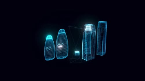 Futuristic Digital Hologram Display of Cosmetic Products