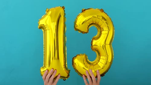 Gold Number Thirteen Balloons for Celebrations