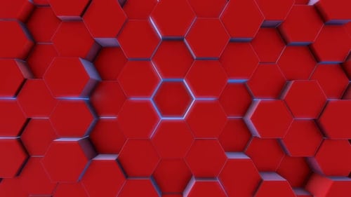Abstract Red Hexagons with Pulsating Blue Light Loop