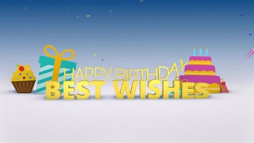 Happy Birthday Best Wishes Celebration Title Animation
