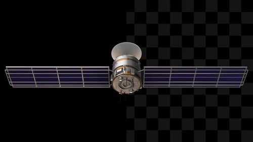 3D Animated Space Satellite Rotating Loop