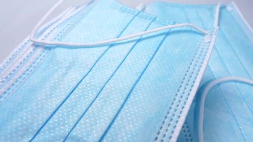 Light Blue Disposable Surgical Face Mask Close Up