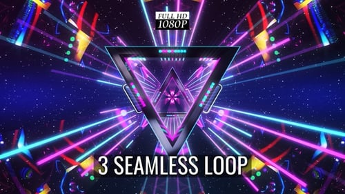 Futuristic Neon Geometric Tunnel Loop Background