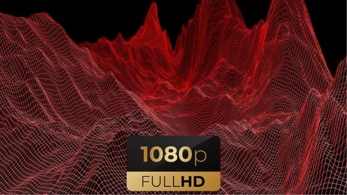 Red Futuristic Wireframe Mountain Landscape Animation